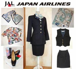 【超美品】JAL/日本航空 客室乗務員 制服 CA 8代目正規品 フルセット リゾッチャブラウス付き 金ボタン ヨシエイナバ