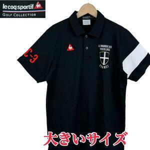 サイズLL★le coq sportif golf collection★半袖ポロシャツ 黒 ルコック ゴルフコレクション 大きいサイズ デサント メンズ T2620古着公園