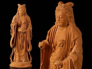 【流】仏教美術 木彫観音像 TS429
