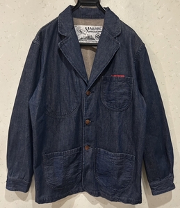 ＊ヤマネ YAMANE エヴィス EVISU 3007 インディゴ デニム テーラード ジャケット 42-44 　　　　　BJBC.H