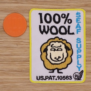 【Ｍサイズ】アイロンワッペン NO.1164 ウール１００％ 洗濯表示 羊 ウール ＷＯＯＬ 人気 可愛い アップリケ 【郵便定形】