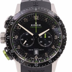 EDOX エドックス クロノラリー1 クロノグラフ クォーツ メンズ 腕時計 黒文字盤 純正ラバーベルト 10305【いおき質店】