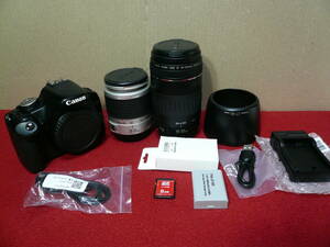 CANON EOS Kiss X3(約1510万画素)＋レンズ2本(90+300mm)の中古品 (7686ショット) 全て揃って届いたらすぐに使えます