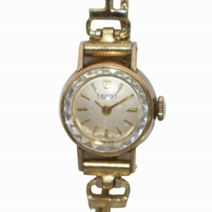 ティソ TISSOT 腕時計 ブレスウォッチ カットガラス チェーンベルト 手巻き ゴールド色 /IR ■GY18 レディース