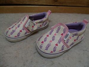 全国送料無料 バンズ VANS 子供靴キッズベビー女の子ロゴ &ハート柄プリントスリッポンスニーカー14cm