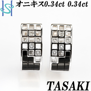 限界値下げ品【最大50%OFF】タサキ 田崎真珠 オニキス イヤリング ダイヤモンド K18ホワイトゴールド TASAKI 送料無料 美品 中古 SH82078