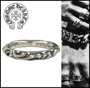 ★極美品★ CHROME HEARTS クロムハーツ CH シルバー 925 SCRL SCROLL BAND RING スクロール バンド リング 指輪 23号