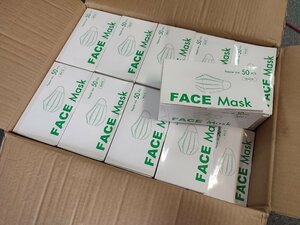 GTH/D23F-DA5 新品マスク大量 鼻あてワイヤー プリーツ付き まとめ売り 50枚×40箱 計2,000枚 大人用レギュラーサイズ