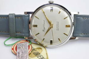 ☆オリエントの最上位モデル １９６０年代頃製 ROYAL ORIENT １9石ANTISHOCK 静電気防止 手巻紳士腕時計 デッドストック品
