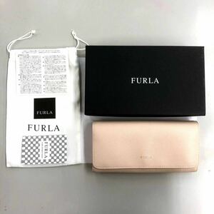 ほぼ未使用 FURLA フルラ 二つ折り 長財布 PVC ピンク #00842723 箱付 プレゼントに最適 146261