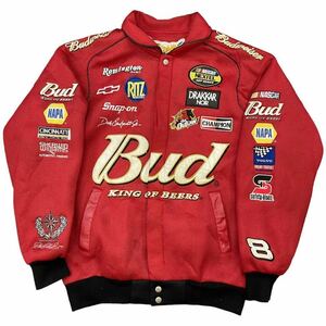 90s JH Design Budweiser レーシングジャケット XLレッド メッシュ CHASE 企業 ロゴ 刺繍 ジェフハミルトン ジャケット ヴィンテージ