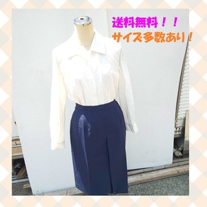 ◆新品未使用！送料無料！春夏スカート 紺色　ウエスト72？ 会社制服 事務服　警備服　PG-6　ギャザー　タック【I0723A26】