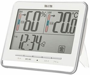 タニタ 時計 デジタル 大画面 ホワイト 温度 湿度 快適レベル 表示 カレンダー アラーム スヌーズ 機能 置き時計 掛け時計 両用 TT-5