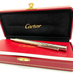 １円スタート Cartier カルティエ ツイスト式 ボールペン ハッピーバースデー シルバー 筆記用具 箱付き　未使用保管品