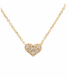 美品 アガット ネックレス K18 ダイヤ0.04ct ハートモチーフ レディース agete [0402]