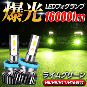 フォグランプ led ライムグリーン グリーン h8 h11 h16 h9 汎用 緑 後付け フォグライト ジムニー プリウス アルファード ワゴンr 36