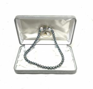 パールネックレス 真珠 黒真珠 0.8cm珠 パール ネックレス アクセサリー 全長約43cm 留め具 シルバー 0507①