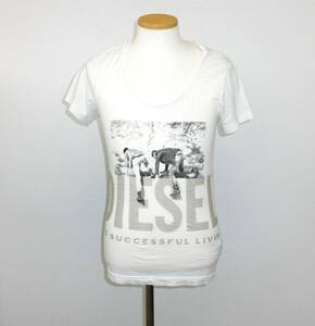 DIESEL ディーゼル メンズ 半袖 Tシャツ ヴィンテージ 白 デザイン ブランドロゴ 綿100％ Y-206