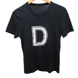 ディオールオム Dior HOMME Dロゴ Tシャツ カットソー イタリア製 半袖 黒 ブラック S 1122 STK メンズ