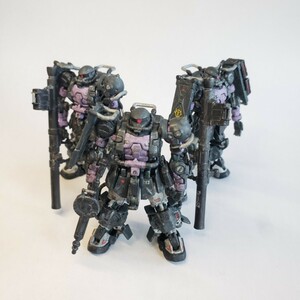 ガンダムアーティファクト　黒い三連星　3点セット　塗装完成品　ケース付　高機動型ザクⅡ ガイア　マッシュ　オルテガ　食玩