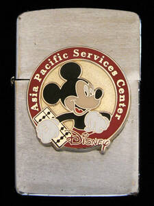 Zippo ジッポー オイルライター Disney Services Centerのミッキーマウス 火花OK 90年1月製造ビンテージ 中古１点