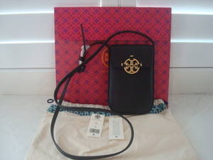 新品・未使用 送料無料 トリーバーチ TORY BURCH Miller レザー スマートフォン バッグ 携帯 カード入れ 黒 ブラック ゴールド金具 