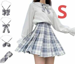 5点セットプリーツスカート　チェック柄 スカート　コスプレ　ハイウエスト　S レディース　仮装　プリーツ　Sサイズ　新品　チェック　