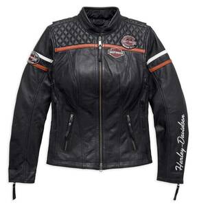 Harley Davidson・新品・ レディース・ミスエンス-ジアスト・トリプル ベント システム・レザージャケット(S) 98134-17VW ブラック