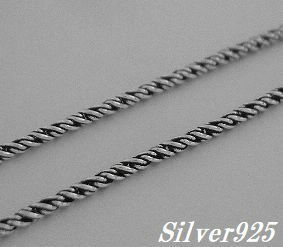 シルバー925銀のスパイラルロープ ネックレス チェーン細45cm/他サイズも有ります