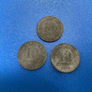 ドイツのコインB 10ペニヒ　3枚