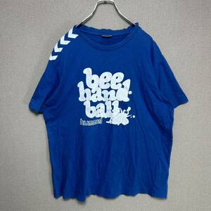 YT1502 hummel ヒュンメル ロゴプリント Tシャツ XXOサイズ 半袖 コットン100％ ハンドボールTシャツ ブルー HANDBALL