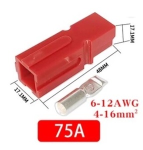 75A 12-6AWG(4-16Sq) シングルポール用バッテリーターミナルコネクター　レッド（赤色）！高電流対応！