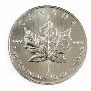 中古SA/極美品 純プラチナコイン メイプルリーフ 1/2オンス 1/2oz ランダムイヤー カナダ 白金 地金型 Pt999プラチナ 硬貨 貨幣