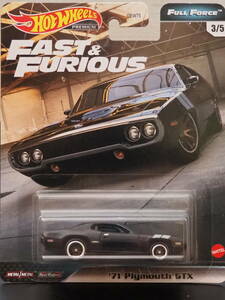 ホットウィール 71 PLYMOUTH GTX MAX 黒 クーダ ミニカー ワイルドスピード RealRiders FAST＆FURIOUS 4 × HOT WHeeLs