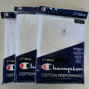 Champion 白【L】丸首 半袖アンダーシャツTシャツ 6枚　0845 抗菌防臭　クルーネック　CM1-T701　(010)ホワイト　Hanes ヘインズ