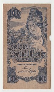 Pick#114/オーストリア紙幣 10シリング（1945）[3164]
