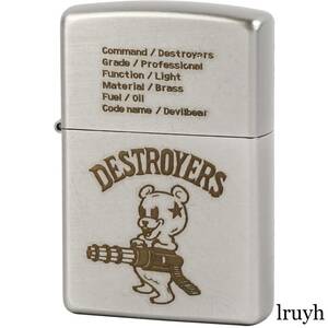 ZIPPO(ジッポー) シルバー クロームメッキ ビンテージ エッチング オールド仕上げ デストロイヤーズ DEVILBEAR おしゃれ 永久保証