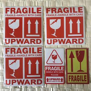 ステッカー5枚FRAGILE HANDLE WITH CARE