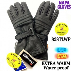 送料無料★NAPA GLOVES ナパ 鹿革 防水 防寒 冬用 ガントレット シンサレート グローブ 828TLWP-L ブラック 黒 3Mシンサレート100g 裏地付