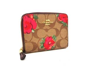 本物税込コーチ コンパクトウォレット【COACH】フラワー★超美品