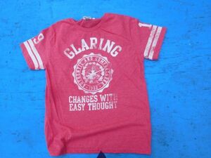 T-shits Tシャツ AZno.206 Lucky Stone19 GLARINGCHANGES WITH EASY THOUGHT 赤L B96-104 古着 上着　used ティーシャツ　
