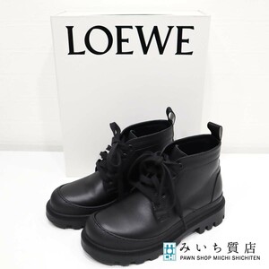 質屋 ロエベ LOEWE ミッド コンバット ブーツ 37 サイズ ブラック 靴 ハイカット シューズ 黒 H11137 みいち質店