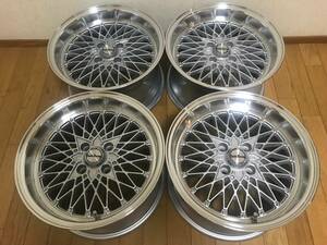 旧車 街道レーサー 暴走族 走り屋 15×8J/+20/PCD100 新品メッシュホイール４本セット　訳有り処分品　１円スタート売り切り