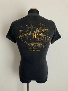 【HARLEY DAVIDSON】Tシャツ S/M相当 イリノイ HAWG RALLY 80s VINTAGE 古着 USA製 送料無料