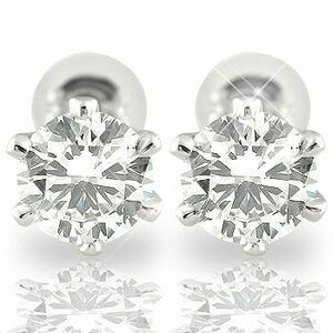 ピアス メンズ プラチナ 鑑定書付 ダイヤモンドピアス SIクラス 一粒 大粒 1.00ct プラチナ スタッドピアス 天然石ダイヤ 男性用