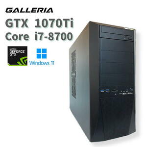 【中古ゲーミングPC】ドスパラ GALLERIA / GeForce GTX 1070Ti / Core i7-8700 / 16GB / NVMe SSD 512GB＋HDD 500GB / Windows11