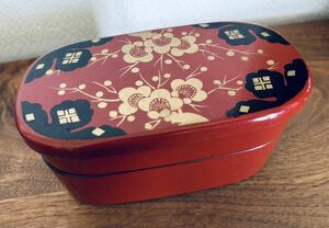 昭和レトロ　2段お弁当箱　梅の花柄