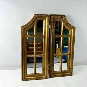 インテリア 木製 飾り扉 窓枠 ウィンドウフレーム レトロ (780)