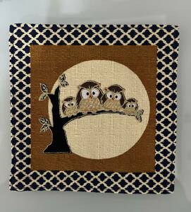 フクロウ コースター 布製 Fabric owl coaster 