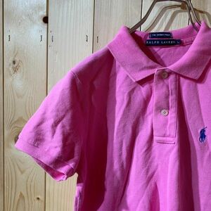 [KWT3566] RALPH LAUREN ポロシャツ レディース ピンク L ポス